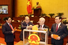 Tổng Bí thư Nguyễn Phú Trọng đến dự phiên họp. (Ảnh: Trí Dũng/TTXVN)