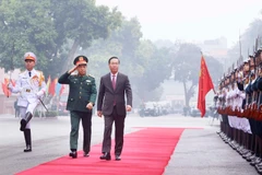 Chủ tịch nước Võ Văn Thưởng đến dự hội nghị. (Ảnh: Thống Nhất/TTXVN)