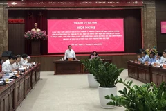 Chủ tịch Hội đồng Lý luận Trung ương, Giám đốc Học viện Chính trị Quốc gia Hồ Chí Minh Nguyễn Xuân Thắng, Trưởng Đoàn Khảo sát phát biểu tại hội nghị. (Ảnh: Tuyết Mai/TTXVN)