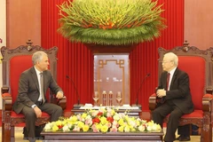 Tổng Bí thư Nguyễn Phú Trọng tiếp Chủ tịch Duma Quốc gia Quốc hội Liên bang Nga Vyacheslav Viktorovich Volodin. (Ảnh: Trí Dũng/TTXVN)