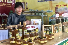 Gian hàng giới thiệu sản phẩm mật ong hoa càphê của Gia Lai. (Nguồn: Báo Gia Lai)