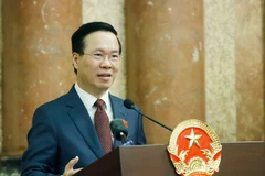 Chủ tịch nước Võ Văn Thưởng, Chủ tịch Danh dự Hội Chữ thập Đỏ Việt Nam phát biểu. (Ảnh: Thống Nhất/TTXVN)