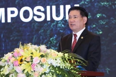 Tổng Kiểm toán Nhà nước Hồ Đức Phớc phát biểu nhậm chức Chủ tịch ASOSAI nhiệm kỳ 2018-2021. (Ảnh: Trọng Đức/TTXVN)