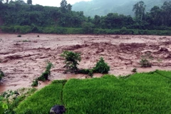 Nước lũ dâng cao ở Nậm Pồ, Điện Biên. (Ảnh: Phan Tuấn Anh/TTXVN)