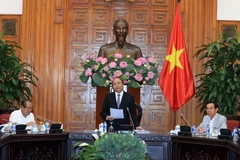 Ủy viên Bộ Chính trị, Thủ tướng Chính phủ, Bí thư Ban cán sự Đảng Chính phủ Nguyễn Xuân Phúc phát biểu. (Ảnh: Thống Nhất/TTXVN)