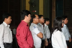 Các bị cáo tại phiên tòa. (Ảnh: Thành Chung/TTXVN)