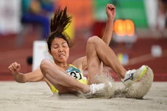 Vận động viên Bùi Thị Thu Thảo trong phần thi nhảy xa nữ tại ASIAD 2018, Jakarta, Indonesia ngày 27/8. (Nguồn: AFP/TTXVN)