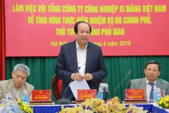 Bộ trưởng, Chủ nhiệm Văn phòng Chính phủ Mai Tiến Dũng phát biểu tại buổi làm việc. (Ảnh: Dương Giang/TTXVN)