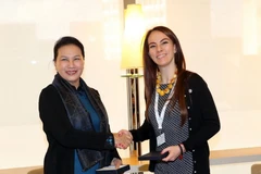 Chủ tịch Quốc hội Nguyễn Thị Kim Ngân hội kiến Chủ tịch IPU Gabriela Cuevas Barron. (Ảnh: Trọng Đức/TTXVN)