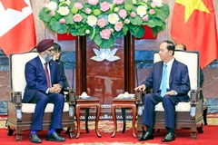 Chủ tịch nước Trần Đại Quang tiếp Ngài Harjit Singh Sajjan, Bộ trưởng Quốc phòng Canada . (Ảnh: Nhan Sáng/TTXVN)