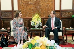 Chủ tịch nước Trần Đại Quang tiếp bà Gabriela Cuevas Barron, Chủ tịch Liên minh Nghị viện Thế giới (IPU). (Ảnh: Nhan Sáng/TTXVN)