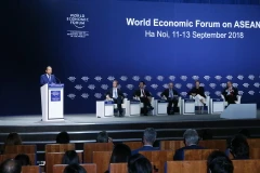 Phó Thủ tướng Thường trực Trương Hòa Bình phát biểu tại phiên bế mạc WEF ASEAN 2018. (Ảnh: Lâm Khánh/TTXVN)