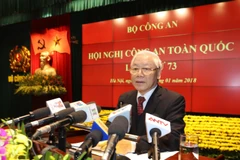 Tổng Bí thư Nguyễn Phú Trọng phát biểu tại hội nghị. (Ảnh: Trí Dũng/TTXVN)