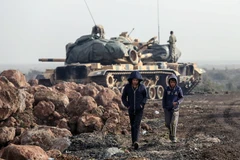 Xe quân sự Thổ Nhĩ Kỳ tại Afrin, Syria ngày 22/1. (Nguồn: THX/TTXVN)