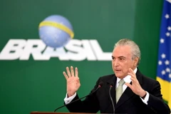 Tổng thống Brazil Michel Temer phát biểu tại thủ đô Brasilia . (Nguồn: AFP/TTXVN)