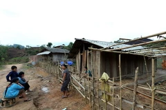 Các hộ dân tại bản Nậm Là 2, xã Mường Nhé. (Ảnh: Tuấn Anh/TTXVN)