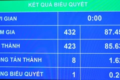 Quốc hội biểu quyết điều chỉnh thời gian thông qua dự án Luật đặc khu. (Ảnh: Đức Duy/Vietnam+)