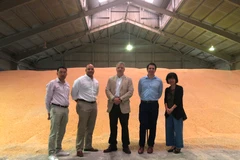 Đại diện phía Hoa Kỳ đứng cạnh lô hàng có khối lượng xấp xỉ 10.000 tấn, tương đương 15% tổng lô hàng. (Ảnh: vn.usembassy.gov)