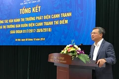 Thứ trưởng Hoàng Quốc Vượng phát biểu tại Hội nghị Tổng kết công tác vận hành thị trường phát điện cạnh tranh. (Ảnh: Đức Duy/Vietnam+) 