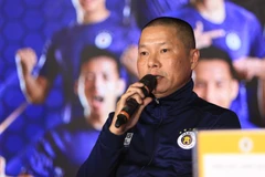 Huấn luyện viên trưởng Hà Nội FC, ông Chu Đình Nghiêm đánh giá cao đối thủ Hoàng Anh Gia Lai. (Ảnh: Hiển Nguyễn/Vietnam+) 