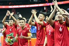 Tuyển futsal Việt Nam trở thành đội bóng châu Á duy nhất có hai lần liên tiếp vượt qua vòng bảng ở FIFA Futsal World Cup trong hai kỳ tham dự đầu tiên (2016 và 2021). (Ảnh: VFF) 