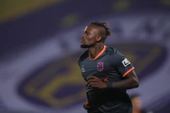 Ngoại binh Victor Mansaray của Becamex Bình Dương. (Ảnh: Hiển Nguyễn/Vietnam+)