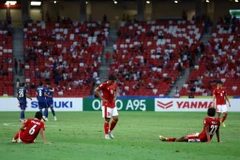 Đội tuyển Indonesia đổ gục sau thất bại đậm 0-4 trước Thái Lan ở chung kết lượt đi AFF Cup 2020. (Ảnh: Getty Images)