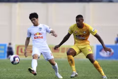 Hoàng Anh Gia Lai đang thăng hoa, dẫn đầu V-League 2021 với chuỗi 11 trận bất bại trên mọi đấu trường. (Ảnh: PV/Vietnam+)