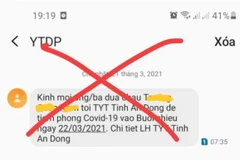 Tin nhắn thông báo người dân đi tiêm vaccine ngừa COVID-19.