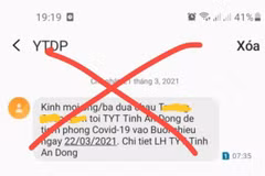 Tin nhắn thông báo người dân đi tiêm vaccine ngừa COVID-19.