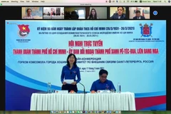 Chị Phan Thị Thanh Phương, Bí thư Thành đoàn, Chủ tịch Hội Sinh viên Việt Nam Thành phố Hồ Chí Minh phát biểu. (Ảnh: Hồng Quân/TTXVN)