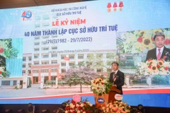 Ông Đinh Hữu Phí - Cục trưởng Cục Sở hữu trí tuệ phát biểu khai mạc lễ kỷ niệm. (Ảnh: Minh Sơn/Vietnam+)