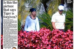 Ảnh Tiger Woods và Elin Nordegren đăng trên trang nhất tờ "Daily Mail" (Anh) hôm 17/3. (Nguồn: Internet)