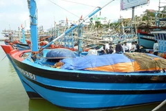 Tàu cá ĐNa 90351 vừa được lắp đặt thiết bị kết nối vệ tinh VMS sáng 22/1. (Nguồn: infonet.vn)