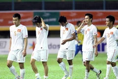 U23 Việt Nam không vui khi U23 Myanmar cầm hòa. (Ảnh: Quốc Khánh/TTXVN)