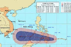 Vị trí và hướng di chuyển của cơn bão WASHI. (Nguồn: NCHMF)
