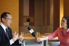 Ông Yasushi Isomura trả lời phỏng vấn phóng viên Vietnamplus tại Ấn Độ. (Ảnh: Tiến Hiến/Vietnam+)