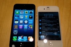 iPhone 5 (trái) có màn hình lớn hơn các phiên bản trước.