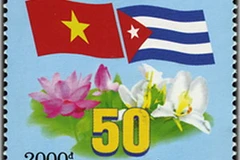 Bộ tem kỷ niệm 50 năm quan hệ Việt Nam-Cuba do Tổng Công ty Bưu chính Việt Nam phát hành. (Nguồn: Internet)