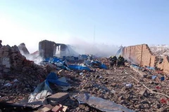 Hiện trường một vụ nổ kho pháo hoa khiến 6 người thương vong tại tỉnh Cát Lâm hồi tháng 2 vừa qua. (Nguồn: Xinhua)