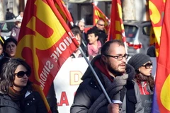 Người lao động biểu tình tại Rome. (Ảnh: Ngự Bình/Vietnam+)