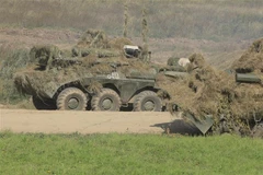 Lực lượng thiết giáp tham gia cuộc tập trận chung Nga-Belarus mang tên "Zapad-2021," hồi tháng Chín năm ngoái. (Ảnh: Trần Hiếu/TTXVN)