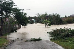 Nước lũ dâng cao do mưa lớn ở Quảng Nam. (Ảnh: Trần Tĩnh/TTXVN)