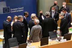 Các nhà lãnh đạo EU tại Hội nghị thượng đỉnh bất thường về tình hình Ukraine ở Brussels (Bỉ), ngày 24/2/2022. (Ảnh: THX/TTXVN)