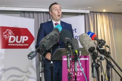 Thủ hiến Bắc Ireland Paul Givan phát biểu sau khi tuyên bố từ chức tại Belfast, ngày 3/2/2022. (Ảnh: AFP/TTXVN)
