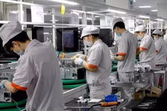 Công nhân làm việc tại một nhà máy lắp ráp thiết bị điện tử ở tỉnh Tứ Xuyên (Trung Quốc). (Ảnh: Shutterstock/TTXVN)