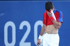 Tay vợt Novak Djokovic trong một trận đấu đơn nam tại Olympic Tokyo 2020 (Nhật Bản), ngày 31/7/2021. (Ảnh: THX/TTXVN)