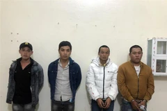 4 đối tượng tại cơ quan điều tra. (Ảnh: TTXVN)