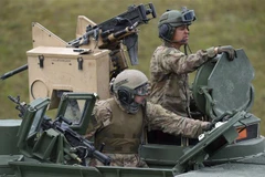 Binh sỹ Mỹ tham gia một cuộc diễn tập tại Grafenwoehr, Đức. Ảnh: AFP/TTXVN