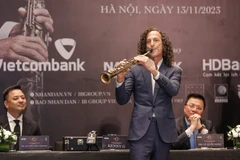 Nghệ sỹ Kenny G đã sẵn sàng cho đêm diễn duy nhất tại Hà Nội. (Ảnh: Hòa Nguyễn/Vietnam+)